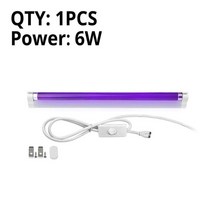 블루 UV 라이트 바 T5 튜브 램프 블랙 110V 220V 자외선 형광 CFL 전구 바이올렛 감지 무대, [01] 1Pcs 6W With Plug, [01] 110V