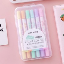 6Pcs/set 6-Color Double-Headed Fluorescent Pen Set Notebook Diary Decoration Light Marking Highlight, 02 style 2