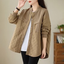 큰언니 빅사이즈 니트 배색 패딩자켓 여성 경량 패딩