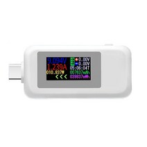 Type-C USB 테스터 실용 KWS-1902C USB 전압 및 전류 테스터 4-30V 0-5A USB 전력 계량기 색상 디스플레이 0-150W, 하얀색, 02 white