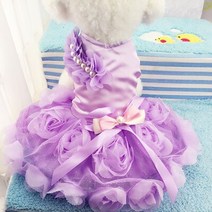 실크 로즈 강아지 드레스 여름 공주 핑크 퍼플 럭셔리 고양이 옷 파티 웨딩 스커트 테디 DOGGYZSTYLE, 02 purple_01 XS