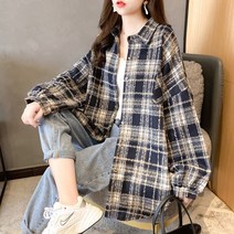 퀸앤조이 완내스 도톰한 루즈핏 체크 남방