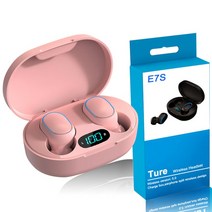 블루투스 헤드폰 헤드셋 무선 E7S 무선 헤드폰 5.0 블루투스 이어폰 HIFI 무손실 사운드 헤드셋 스포츠, 분홍색, 01 Pink