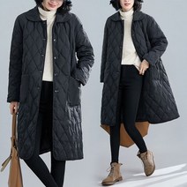 경량 중년 여성 누빔 다이아 패딩 코트 빅사이즈 블랙 할머니 어머니 편한 겨울옷 쇼핑룩