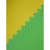 태권도매트 체육관 퍼즐 스포츠 충격흡수 놀이방 바닥 매트, 1m X 1m X 4cm 두께, 5줄 패턴[노랑 초록]