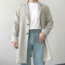 맥건 남성용 오버핏 기획 싱글 트렌치 코트