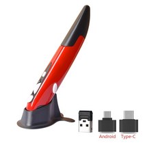 버티컬마우스 손목보호 인체공학 무선 손목터널증후군 무소음 새로운 2.4g 펜 성격 창조 인 수직 펜 모양의 스타일러스 배터리 pc 및 노트북 에 합, battery 빨간색