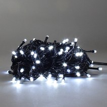빛나라닷컴 LED 100P +전원코드 크리스마스 트리전구 검정선 줄조명, 백색100P + 점멸기 전원코드선
