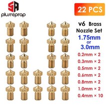 3D 프린터 부품 22 개/몫 V6 황동 노즐 헤드 프린터 압출기 1.75MM E 3D 핫 엔드 프린터 Accessorie