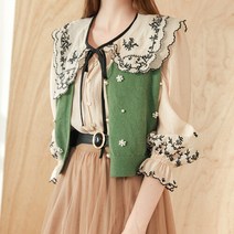 마쟈 [MAXZA]헤어리 진주장식 브이넥 니트 베스트