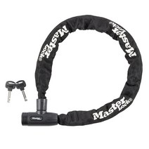 길이 0.9m(3피트) x 지름 8mm(5/16인치) 강화 스틸 체인 통합 키 잠금 장치 포함, Keyed Lock, Black