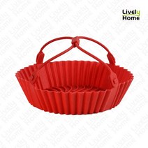 핫도그 회오리감자 전기 미니 업소용 튀김기 인치 라운드 에어 프라이어 실리콘 냄비 핸들 재사용 가능한 베이킹 트레이 바구니 라이너 비 스틱 요리 플레이트 액세서리, 1pcs 레드