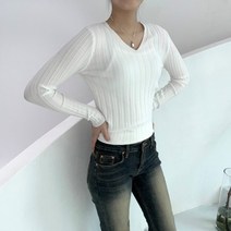 탑니트 심플베이직 골지 스판 브이넥 니트 (5color)