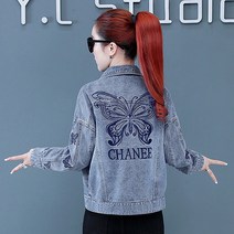 DFMEI.Denim jacket.봄여름 여성복 재킷--데님 코트 여 숏 조거 자수 28월 상의