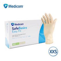 메디콤 세이프베이직 이지핏 라텍스 장갑 아이보리 XXS 100매, .