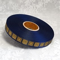 전통문양 금박리본 15mm/50야드 명절선물포장 추석 설날 선물 포장 리본 끈, 곤색