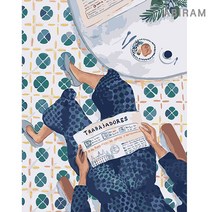 아비람 DIY 명화 그리기 유화 세트 정물 풍경 아트, 여유로운 아침