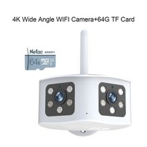 4K 와이파이 파노라마 카메라 듀얼 렌즈 180 도 야외 모션 감지 CCTV 비디오 보호 IP66 카메라, 4K Wifi Add 64G W