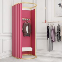 매장 옷가게 이동식 간이 피팅룸 커튼 탈의실 디스플레이 스탠드 임시 휴대용