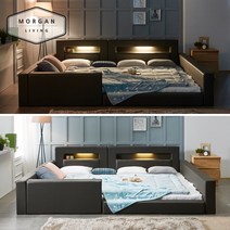 모건리빙 BEST 로엘 LED 패밀리 침대 1인형 오픈형 가드형 둥지형, 02_로엘 오픈형 LED 침대 Q+SS(초코)