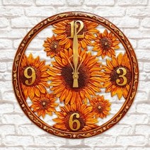 기타 바보사랑[소품마켓]해바라기 마블 벽시계 브라운 집들이 선물 인테리어