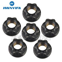 Wanyifa 티타늄 너트 M6M8M10M12M14M16 Torx 플랜지 육각 너트 오토바이 리어 액슬 6pcs, M8+Black