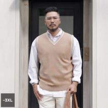 파이브엑스라지 남성용 오버핏 바이클 배색 니트 조끼