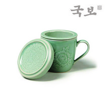[국보] 강진 청자 1인 다기, 강진 청자 모란문, 전통오동나무 포장(+10,000원)