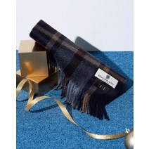 22FW [BASIC]남녀공용 딥네이비 타탄체크 캐시미어100% 머플러 DBMU2F926N2