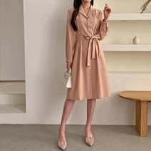 바보사랑 여자 하객 교생 비서 페미닌 A라인 허리벨트 원피스.옷자락(무료배송)