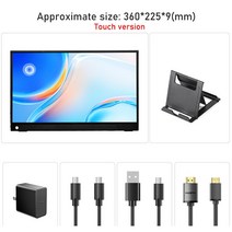 15.6 인치 1080P 휴대용 모니터 터치 IPS 스크린 HDR 컴퓨터 디스플레이 HDMI c타입 맥 노트북 PC PS4 PS5, 02 156Touch stand_01 영국 플러그
