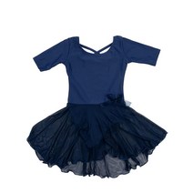 Leveret 아동용 여아용 스커트 레오타드 긴소매 사이즈 유아-XL (만 2~14세) 다양한 색상 Truenavy., 6-8 Years, Uniform Green