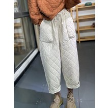 퀼팅 와이드 밴딩 팬츠 누빔 패딩 고무줄 바지