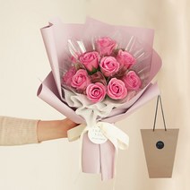 뷰티풀데코센스 비누꽃 돈꽃다발 10p + 쇼핑백, 핑크