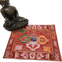 Tibetan Buddhist red Double dorje Silk Brocade Table Cover/Altar Cloth/Shrine Cloth/Cover/placemat n, 1