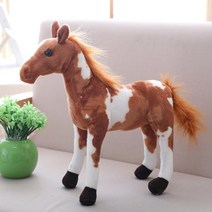 리얼한 대형 얼룩말 말 봉제 인형 조랑말 경주마 HORSE, 얼룩C, 중 40cmcm