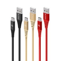 1+1+1+1 블링어스 쉴드메탈 마이크로 C타입 고속 충전 케이블 30cm, 레드