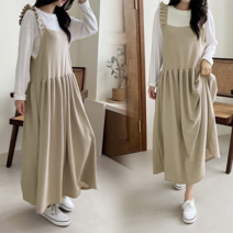 NewCare 멜빵 뷔스티에 주름 플레어 링클 원피스