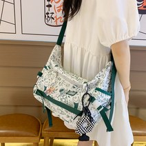 캔버스 크로스백 남 숄더백 여 레슨 경량 대용량 ins 카고백