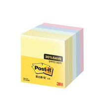 쓰리엠 알뜰팩 포스트잇 76 x 76 mm 654-5A 500p, 노랑, 애플민트, 크림블루, 러블리핑크, 2개