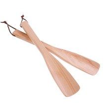 1pc 긴 손잡이 구두 뿔 남여 나무 경적 숟가락 모양 구둣주걱 유연한, 1 개 25cm