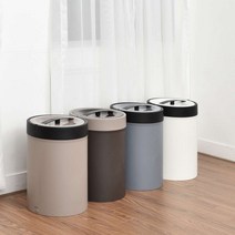 종량봉투 압축 푸시통 10리터 - 탈봉 압축 휴지통, 크림