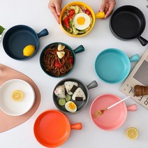앞접시 라면접시 감성 캠핑 혼밥 나혼자산다 북유럽 세라믹 손잡이 그릇, 그레이