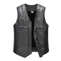 JC.MALL남성 가죽조끼 중년 캠핑 낚시 조끼 기모안감 보온 정장조끼 전투조끼 조끼 남자자켓