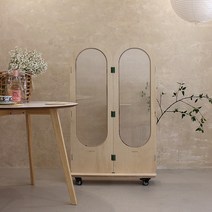 다빈 폴리 자작나무 이동형 바퀴 낮은 2단 파티션 (1200) 까페 사무실 칸막이 인테리어 가림막 가벽, 브라운