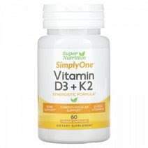 Super Nutrition 비타민D3 + K2 베지 캡슐 60정, 1개