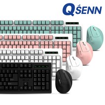 QSENN MK310 무선 버티컬 키보드마우스 세트 [키스킨포함], MK310 [핑크/키스킨포함]