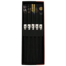 Japanese Chopsticks 5 Pair Set Dining Table Starter Kit Beautiful Gift Item Nicely Packaged (Black S, 1