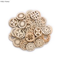 30pcs 할로우 라운드 나무 칩 Scrap책g Carfts 수제 홈 파티 축제 장식 액세서리 아트 낙서 30mm 그린