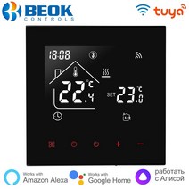 beok tuya wifi smart thermostat for warm floor electric heating water gas Boiler temperature remote, 3a wp(검은색)
